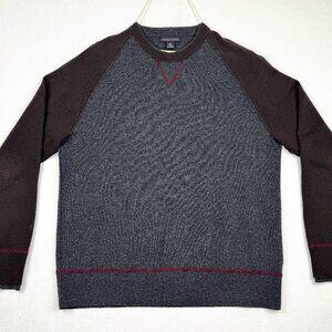 Banana Republic Men's LG Lambswool Cashmere Pullover Sweater Brown/Gray Raglan